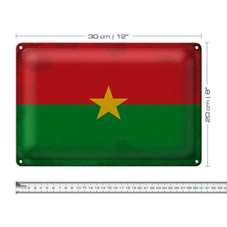 Blechschild Flagge Burkina Faso 30x20cm Flag Vintage