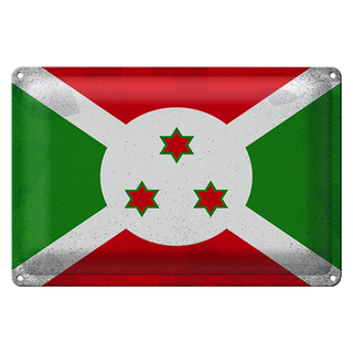 Blechschild Flagge Burundi 30x20cm Flag of Burundi Vintage