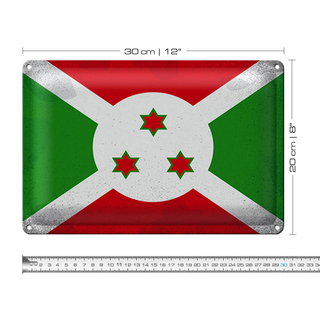 Blechschild Flagge Burundi 30x20cm Flag of Burundi Vintage