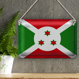 Blechschild Flagge Burundi 30x20cm Flag of Burundi Vintage