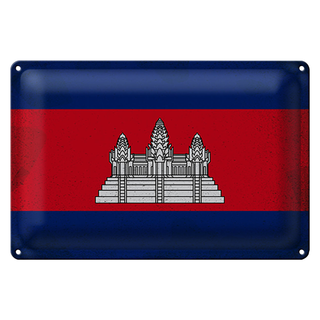 Blechschild Flagge Kambodscha 30x20cm Flag Cambodia Vintage