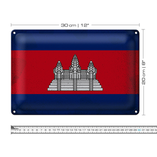 Blechschild Flagge Kambodscha 30x20cm Flag Cambodia Vintage