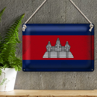 Blechschild Flagge Kambodscha 30x20cm Flag Cambodia Vintage