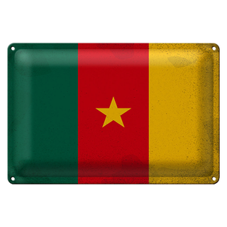 Blechschild Flagge Kamerun 30x20cm Flag of Cameroon Vintage