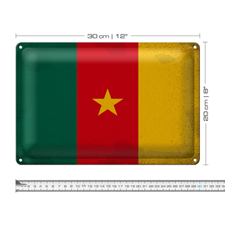 Blechschild Flagge Kamerun 30x20cm Flag of Cameroon Vintage