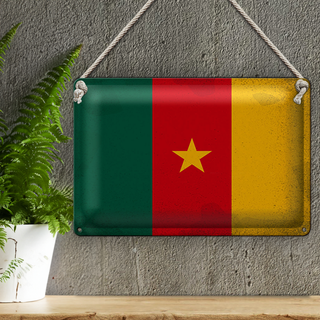 Blechschild Flagge Kamerun 30x20cm Flag of Cameroon Vintage