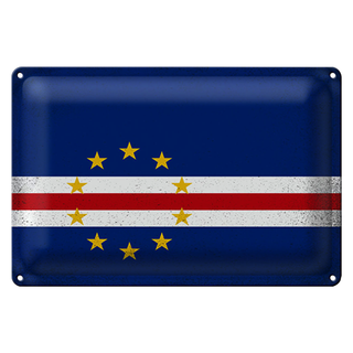 Blechschild Flagge Kap Verde 30x20cm Cape Verde Vintage