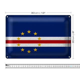 Blechschild Flagge Kap Verde 30x20cm Cape Verde Vintage