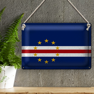 Blechschild Flagge Kap Verde 30x20cm Cape Verde Vintage