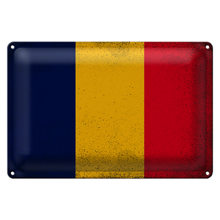 Blechschild Flagge Tschad 30x20cm Flag of Chad Vintage