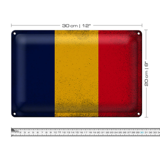 Blechschild Flagge Tschad 30x20cm Flag of Chad Vintage