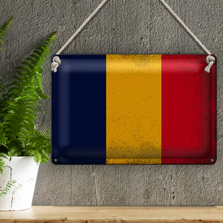Blechschild Flagge Tschad 30x20cm Flag of Chad Vintage