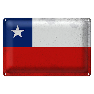 Blechschild Flagge Chile 30x20cm Flag of Chile Vintage