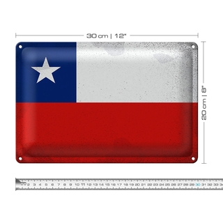 Blechschild Flagge Chile 30x20cm Flag of Chile Vintage