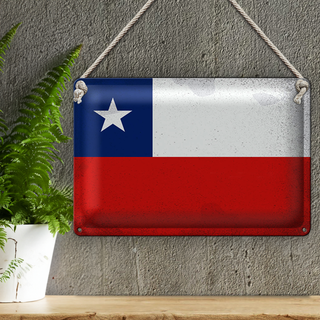 Blechschild Flagge Chile 30x20cm Flag of Chile Vintage