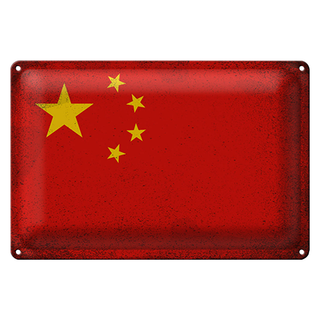 Blechschild Flagge China 30x20cm Flag of China Vintage