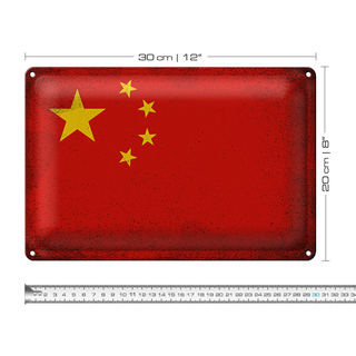 Blechschild Flagge China 30x20cm Flag of China Vintage