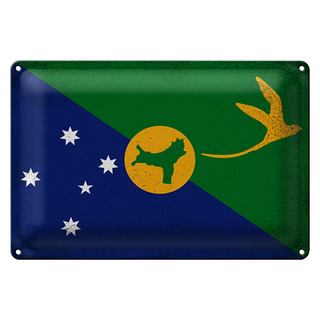 Blechschild Flagge Weihnachtsinsel 30x20cm Flag Vintage