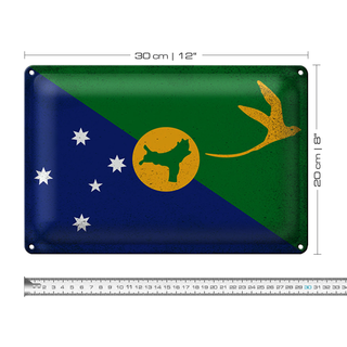 Blechschild Flagge Weihnachtsinsel 30x20cm Flag Vintage