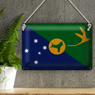 Blechschild Flagge Weihnachtsinsel 30x20cm Flag Vintage
