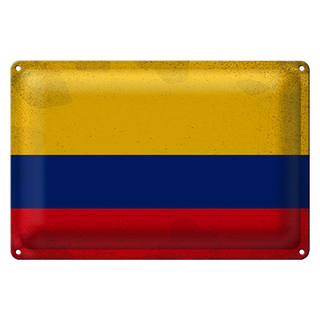 Blechschild Flagge Kolumbien 30x20cm Flag Colombia Vintage