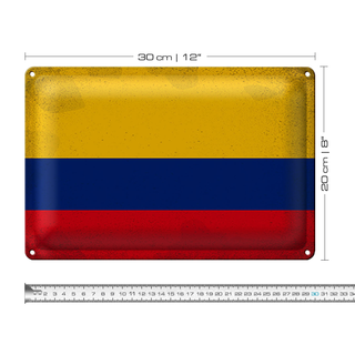 Blechschild Flagge Kolumbien 30x20cm Flag Colombia Vintage