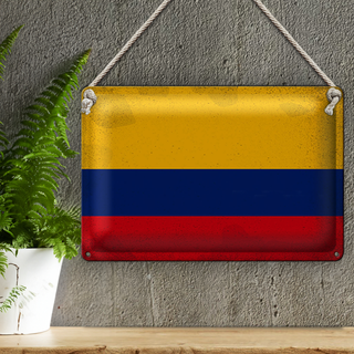 Blechschild Flagge Kolumbien 30x20cm Flag Colombia Vintage