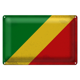 Blechschild Flagge Kongo 30x20cm Flag of the Congo Vintage