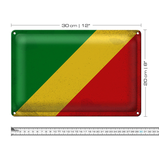 Blechschild Flagge Kongo 30x20cm Flag of the Congo Vintage