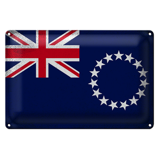 Blechschild Flagge Cookinseln 30x20cm Cook Islands Vintage
