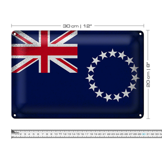 Blechschild Flagge Cookinseln 30x20cm Cook Islands Vintage