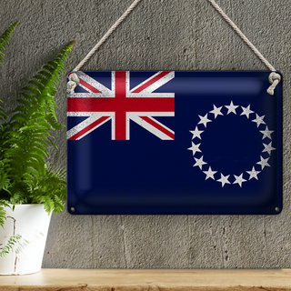 Blechschild Flagge Cookinseln 30x20cm Cook Islands Vintage