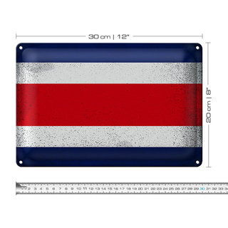 Blechschild Flagge Costa Rica 30x20cm Costa Rica Vintage
