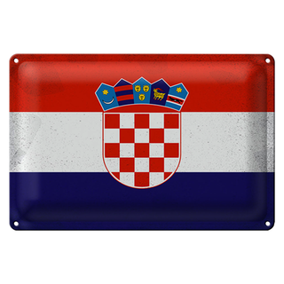 Blechschild Flagge Kroatien 30x20cm Flag of Croatia Vintage