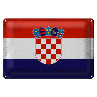 Blechschild Flagge Kroatien 30x20cm Flag of Croatia Vintage