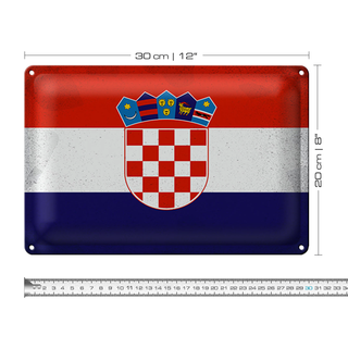 Blechschild Flagge Kroatien 30x20cm Flag of Croatia Vintage