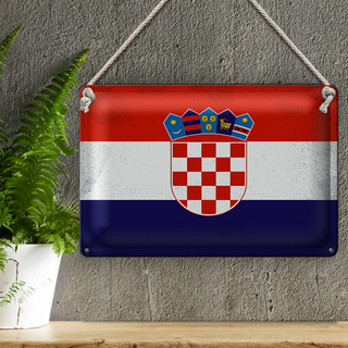 Blechschild Flagge Kroatien 30x20cm Flag of Croatia Vintage