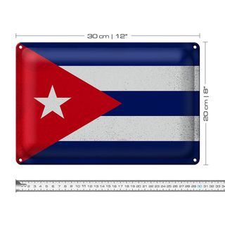 Blechschild Flagge Kuba 30x20cm Flag of Cuba Vintage