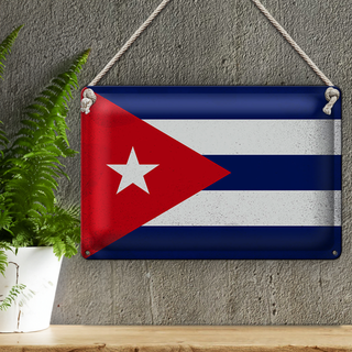 Blechschild Flagge Kuba 30x20cm Flag of Cuba Vintage