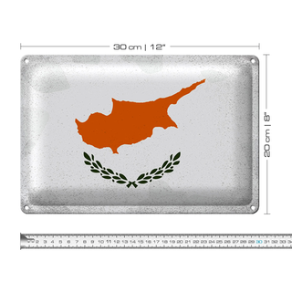 Blechschild Flagge Zypern 30x20cm Flag of Cyprus Vintage