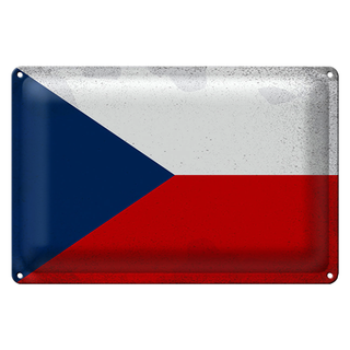 Blechschild Flagge Tschechien 30x20cm Czech Republic Vintag