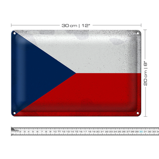 Blechschild Flagge Tschechien 30x20cm Czech Republic Vintag