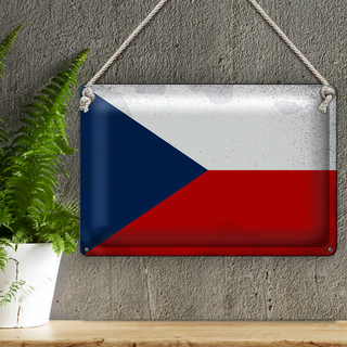 Blechschild Flagge Tschechien 30x20cm Czech Republic Vintag