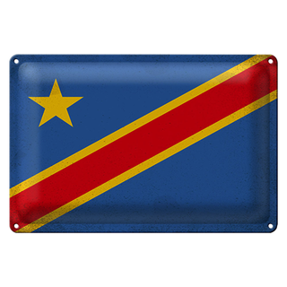 Blechschild Flagge DR Kongo 30x20cm Flag Congo Vintage