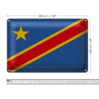 Blechschild Flagge DR Kongo 30x20cm Flag Congo Vintage