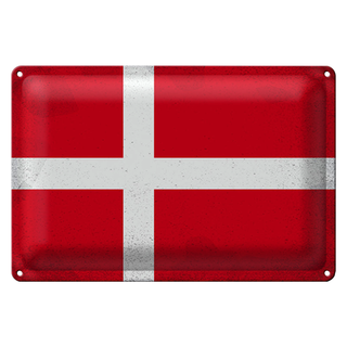 Blechschild Flagge Dänemark 30x20cm Flag of Denmark Vintage