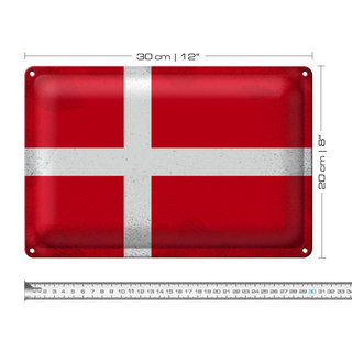 Blechschild Flagge Dänemark 30x20cm Flag of Denmark Vintage