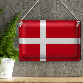 Blechschild Flagge Dänemark 30x20cm Flag of Denmark Vintage