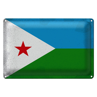 Blechschild Flagge Dschibuti 30x20cm Flag Djibouti Vintage