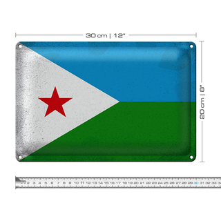 Blechschild Flagge Dschibuti 30x20cm Flag Djibouti Vintage